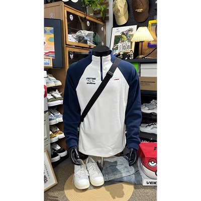 大码300斤摇粒绒半拉链卫衣男