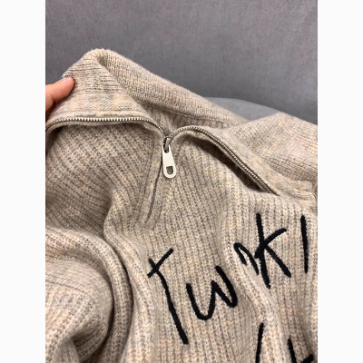 特大码300斤半拉链毛衣女