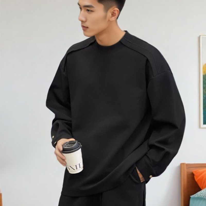 特大码300斤轻奢韩版痞帅卫衣小众设计感卫衣男春秋显肩宽松上衣