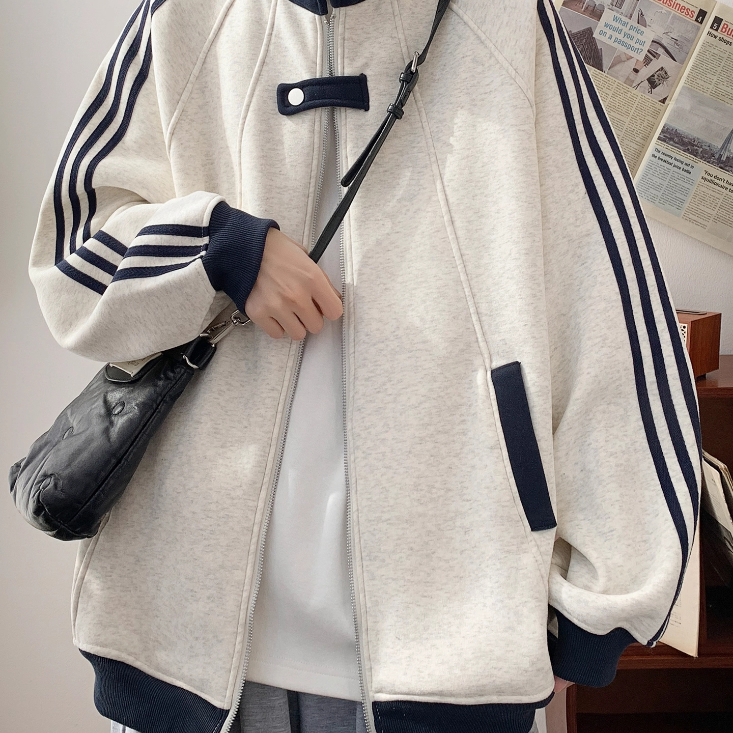 大码300斤美式解构拼接卫衣