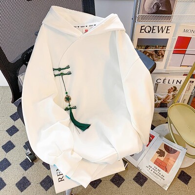 大码300斤新中式国风连帽卫衣男