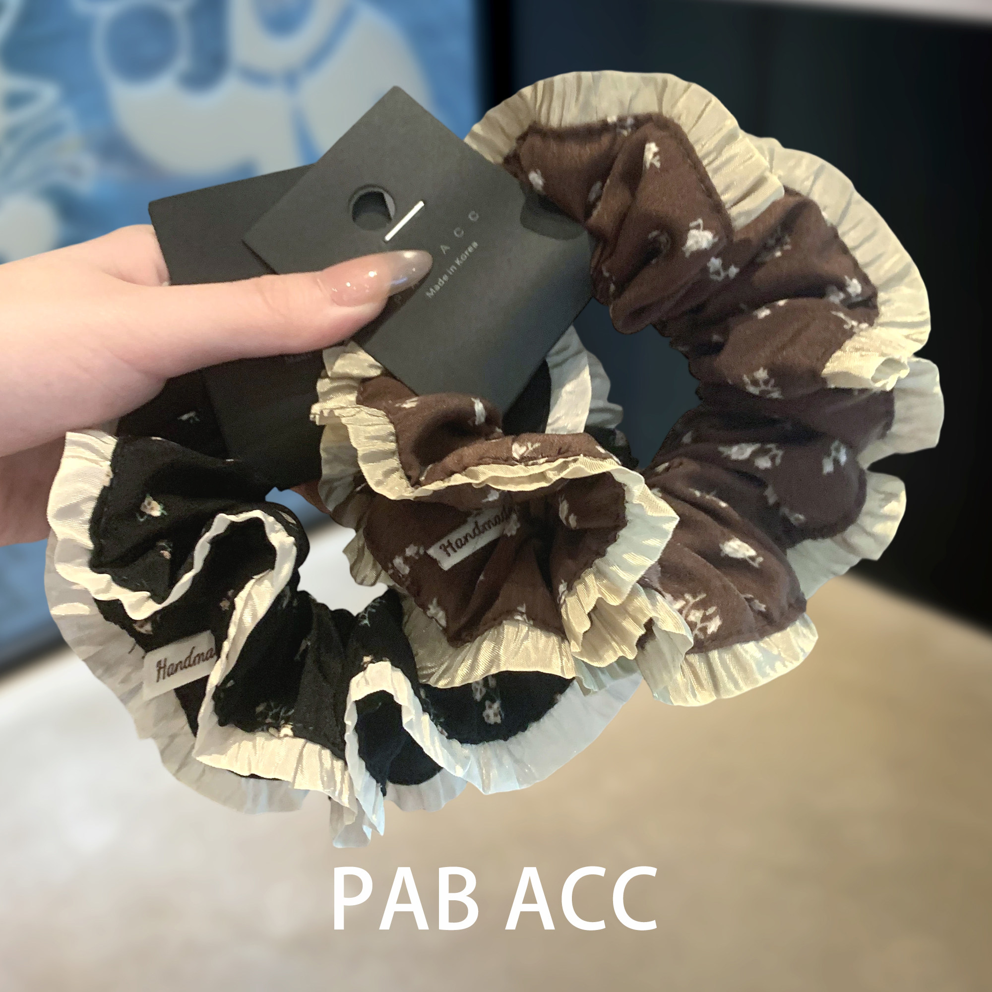 韩国秋冬复古碎花边双层大肠发圈气质高级感扎马尾头绳文艺橡皮筋,饰品/流行首饰/时尚饰品新,发饰,淘宝优惠券,粉丝福利购,淘宝优惠卷