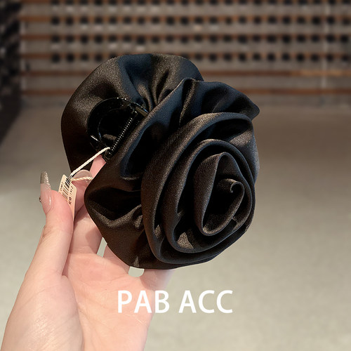 鲨鱼夹布艺法式玫瑰花抓夹