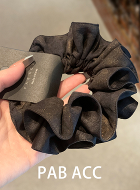 韩国简约复古高级感网红时尚双层细闪肥肠圈小蛮腰褶皱盘发圈头花