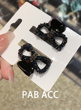 复古气质镂空蝴蝶结闪亮水钻抓夹韩国精致刘海小号边夹公主头顶夹