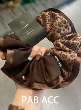 韩国甜酷美拉德拼接磨毛豹纹肥肠圈洋气耐用弹力扎发圈橡皮筋头饰