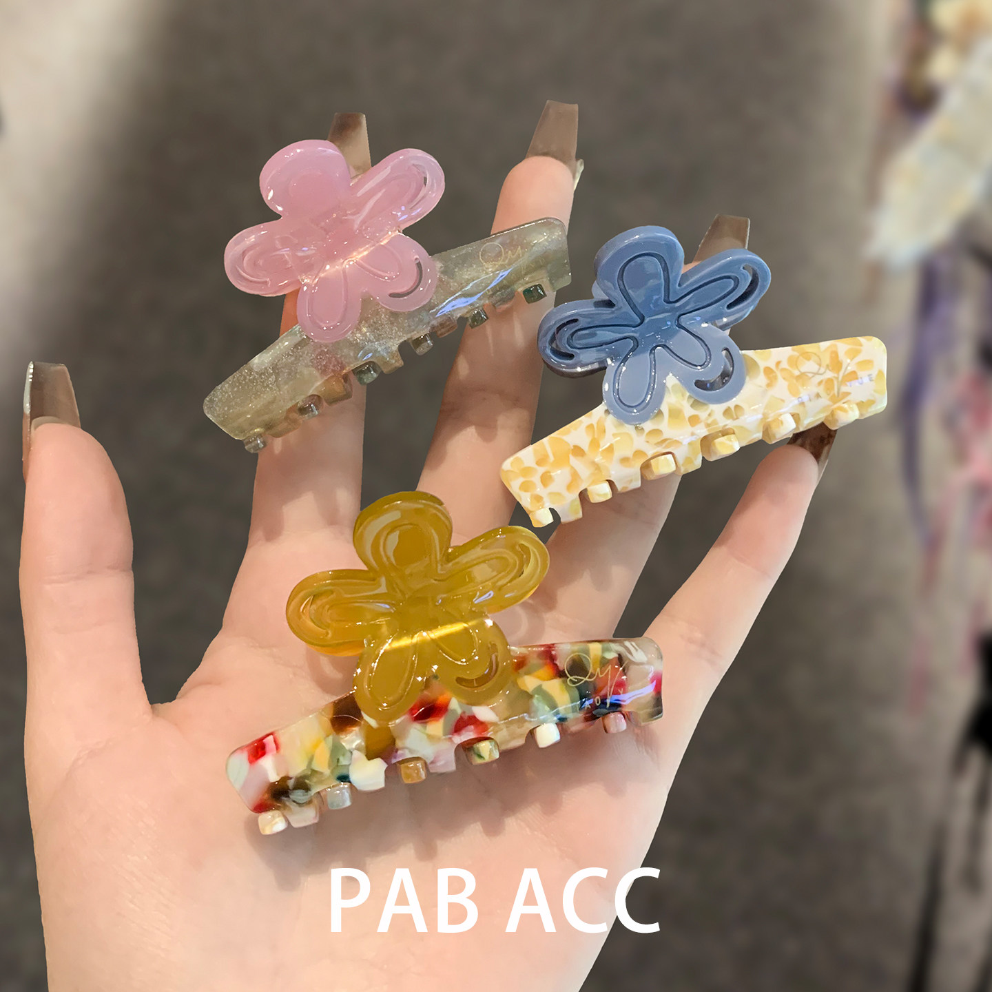 韩国减龄高颜值少女心撞色细闪花朵抓夹发量少半扎发夹顶夹子发卡