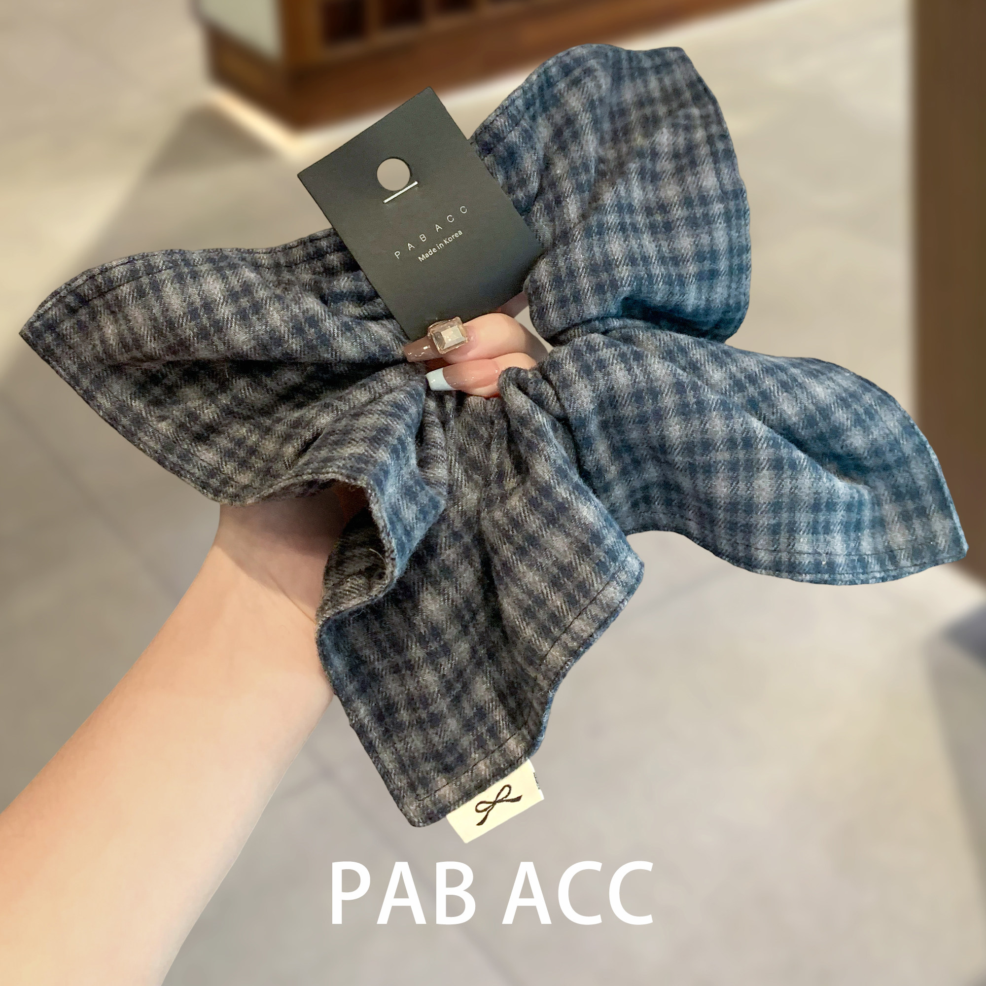 韩国高级感秋冬文艺格纹方巾发圈大号气质扎马尾头绳布艺新款皮筋