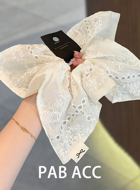 韩国复古小众设计感刺绣花朵方巾肥肠圈优雅布艺大号皮筋耐用发圈