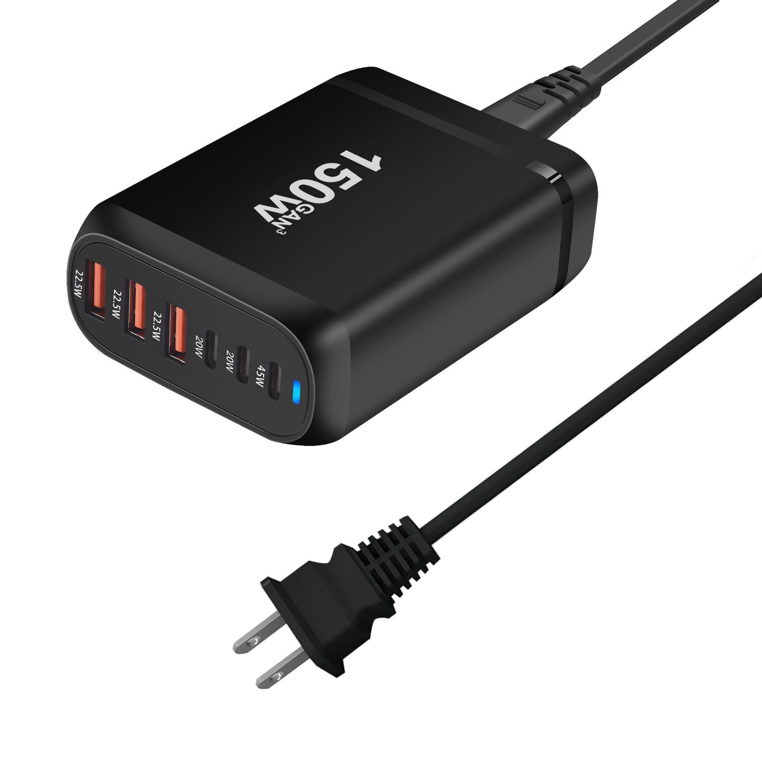 外贸150W桌面充USB-PD多口充电器氮化镓快充适配器旅行充