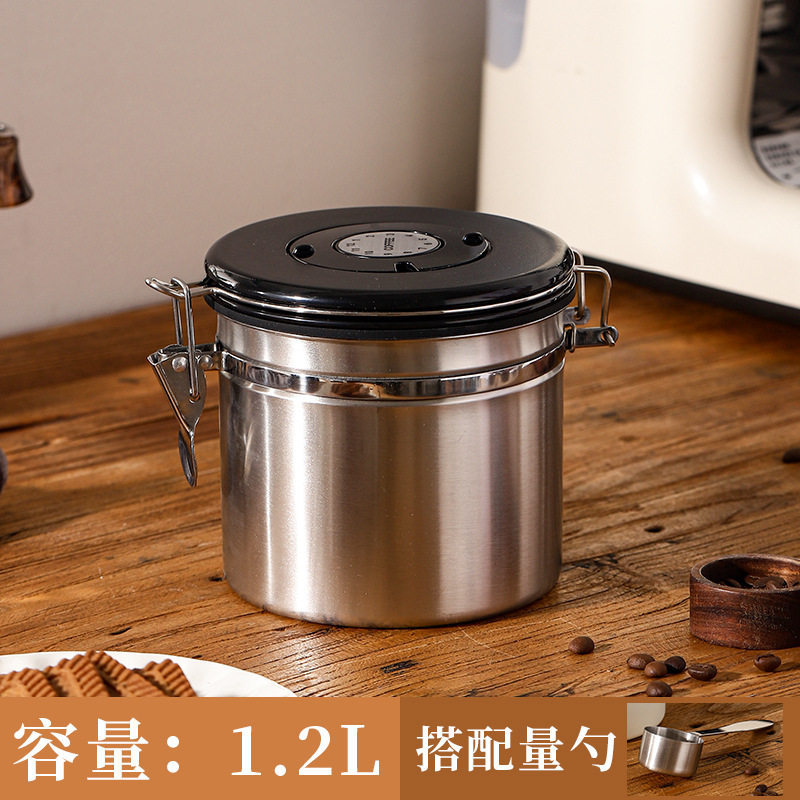 咖啡豆保存罐304不锈钢猫粮茶叶奶粉密封罐豆子收纳存储罐子