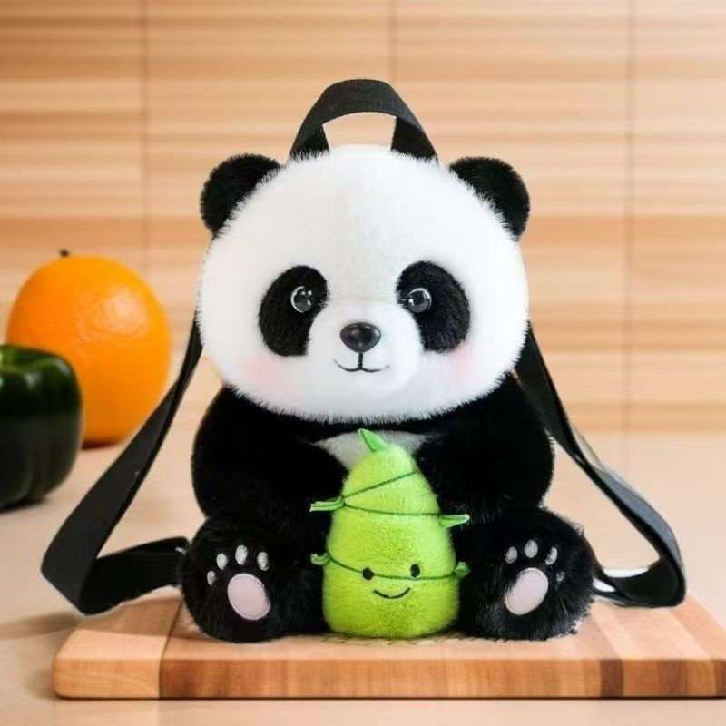 可爱熊猫毛绒双肩包玩偶背包书包