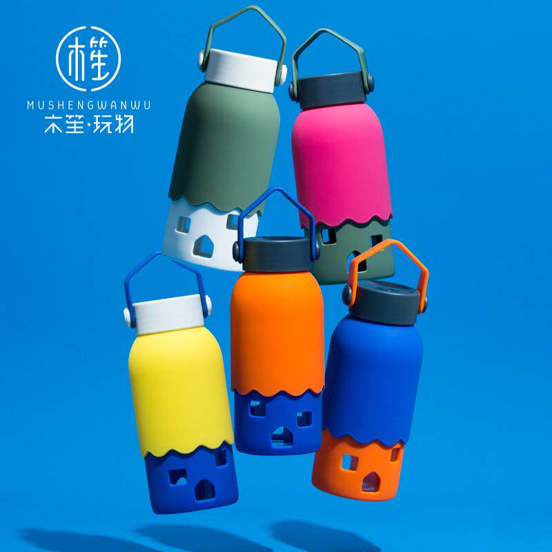 木笙玩物水杯夏季便携杯子女生小清新随手杯玻璃随行杯带过滤茶杯