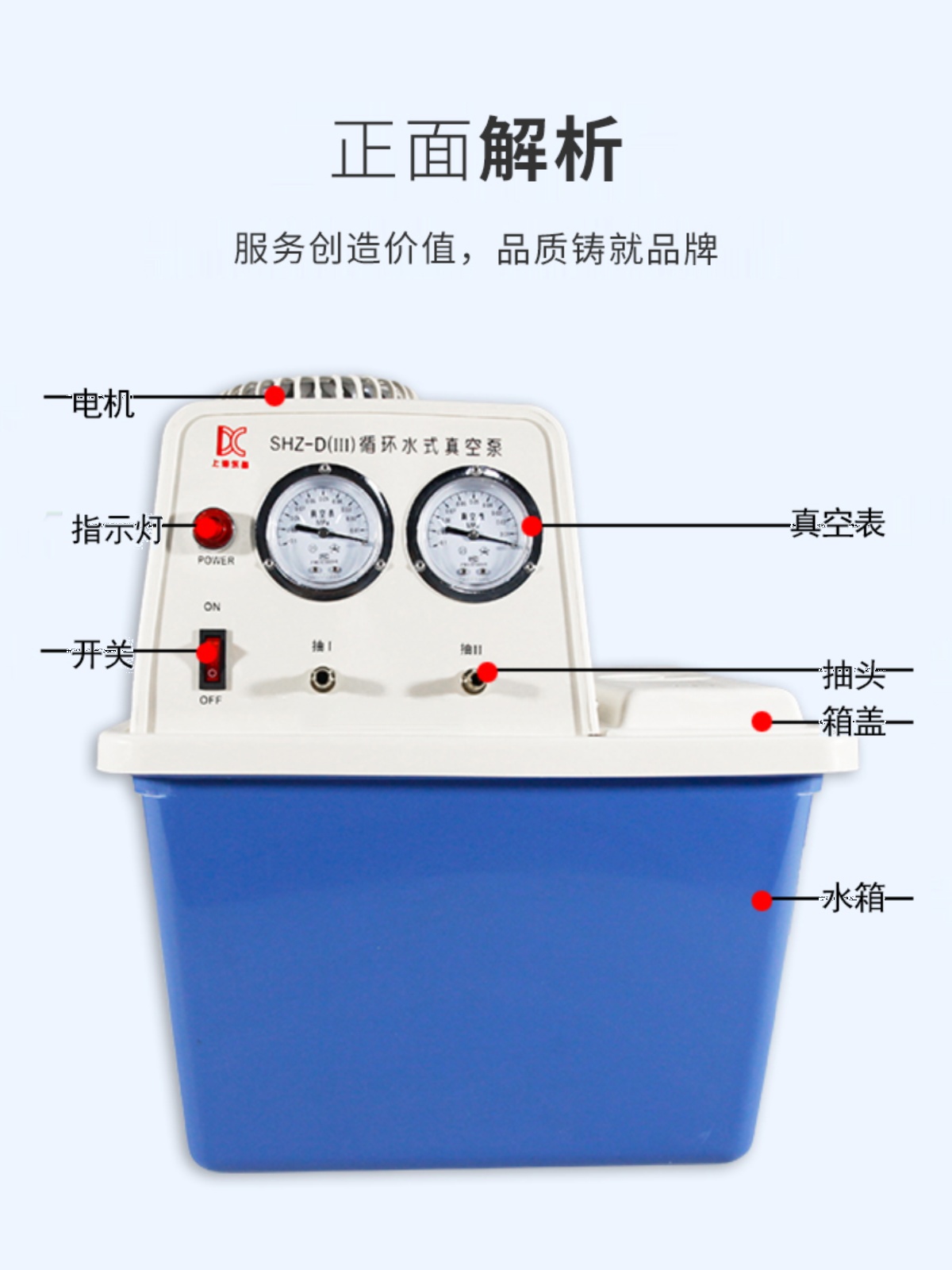 循环水式真空泵SHZ-DⅢ耐腐式真空抽滤泵蒸发仪蒸馏多用减压抽气