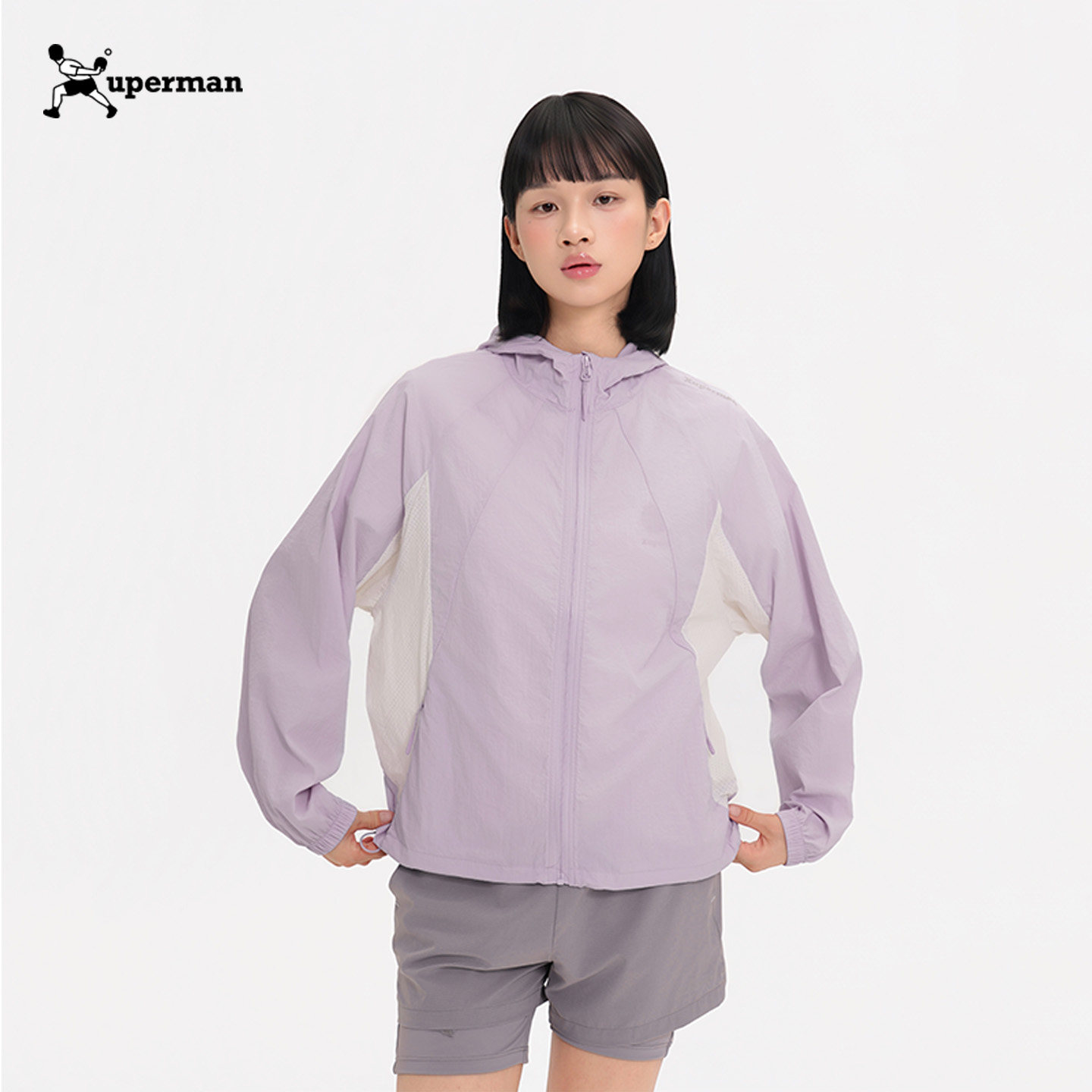 Xuperman插肩袖轻薄防晒服男女同款宽松透气户外运动连帽外套