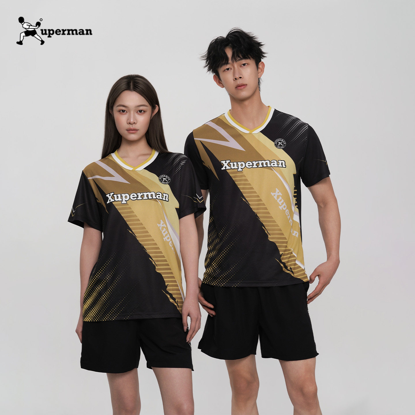 Xuperman闪电比赛服上衣轻薄透气运动短袖T恤乒乓球专用训练服