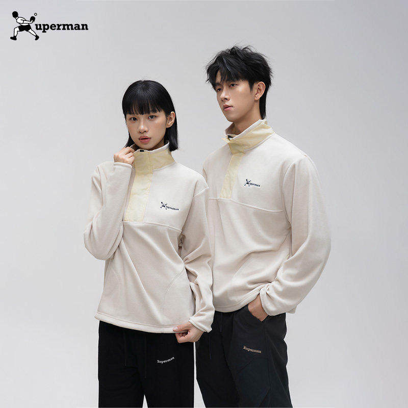 Xuperman户外立领抓绒衣女新款冬季保暖冲锋衣内胆摇粒绒外套男