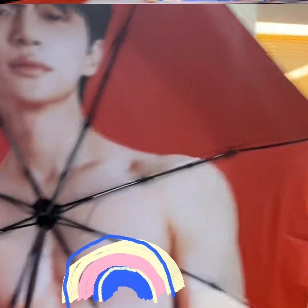 边佑锡雨伞腹肌金珉奎雨伞三折全自动黑胶防晒防紫外线明星应援