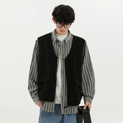 SHAPOES日系长袖衬衫假两件外套