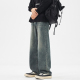 宽松直筒休闲长裤 SHAPOES春秋季 男士 高街水洗牛仔裤 子 男生美式