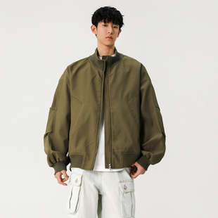 潮牌宽松休闲棒球服 立领飞行夹克外套男士 SHAPOES春秋季 男生美式