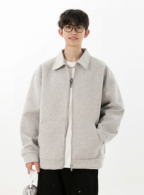 SHAPOES春秋季男生美式休闲双拉链夹克男士潮牌小众设计款外套