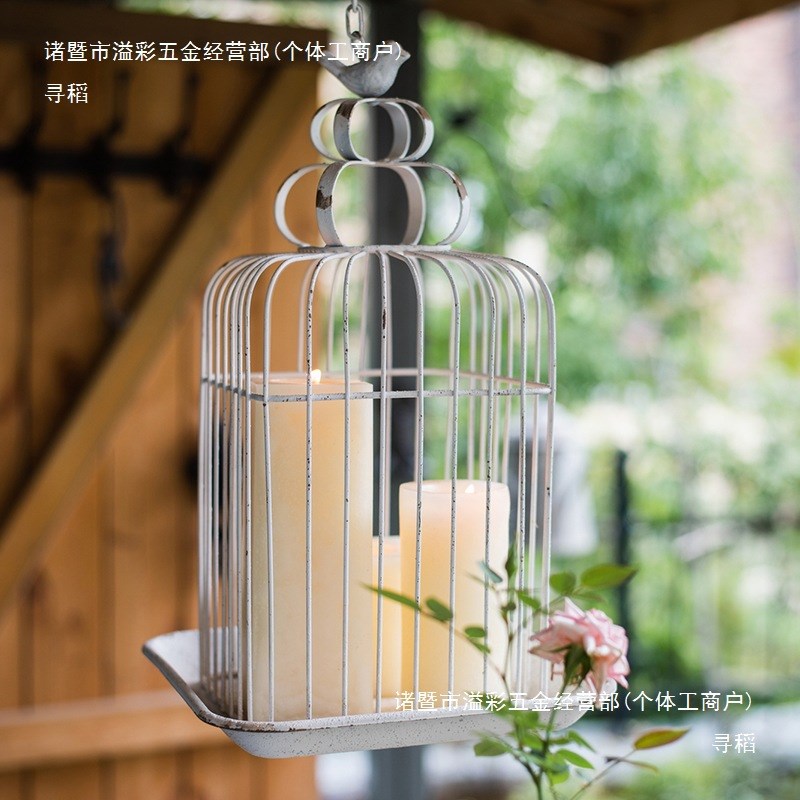 铁艺垂吊鸟笼子花篮花盆花器装饰壁挂摆件设复古乡村花园庭