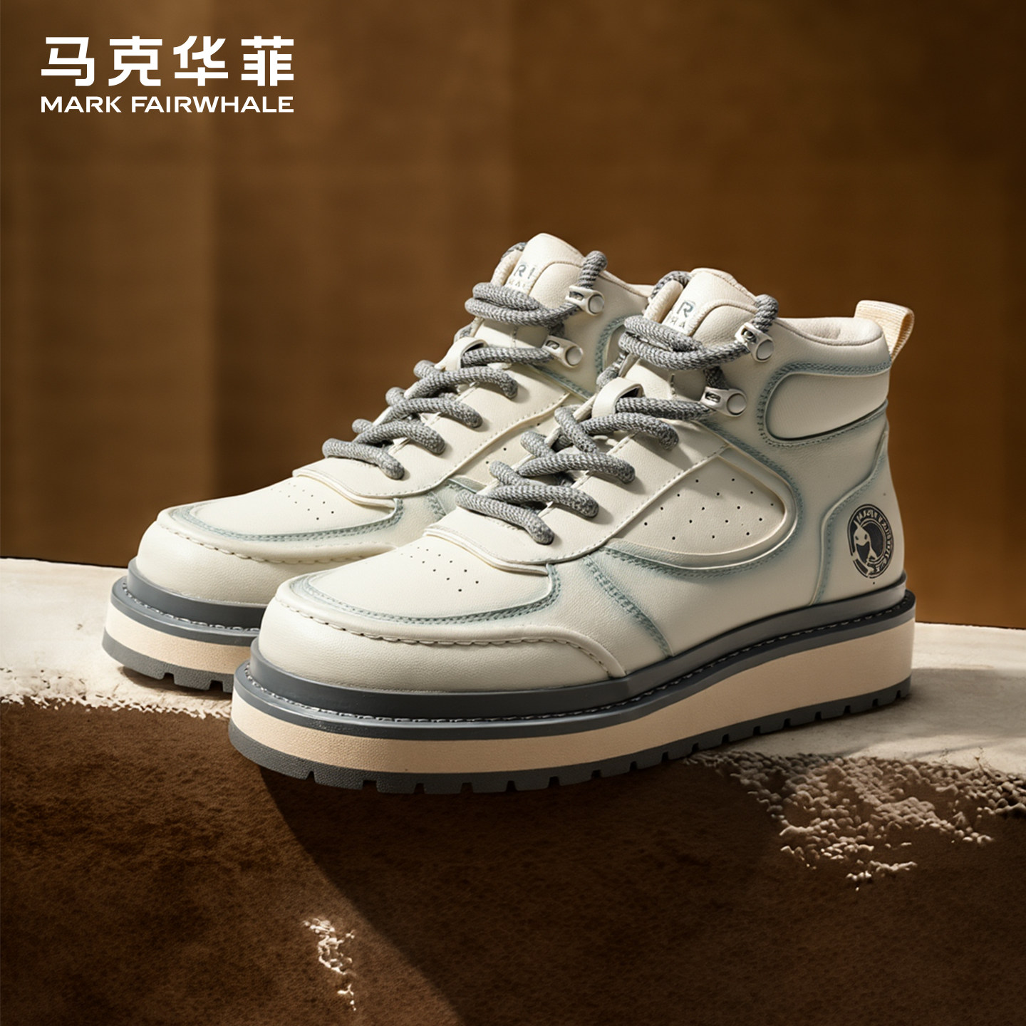 马克华菲保暖马丁靴男款2025新款冬季白色工装靴棉鞋男英伦靴子男