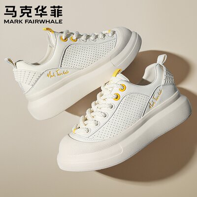 马克华菲男士休闲板鞋2025冬季新款流行男鞋厚底小白鞋增高运动鞋