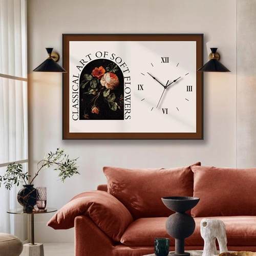 电表箱法式1N拉德美复古客厅装饰画横款时钟轻奢挂遮挡画组合美式