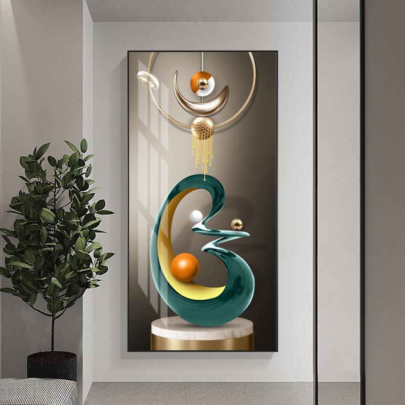 入户玄关装饰画客厅抽象现代简约抽象几何晶瓷壁画过道走廊挂画