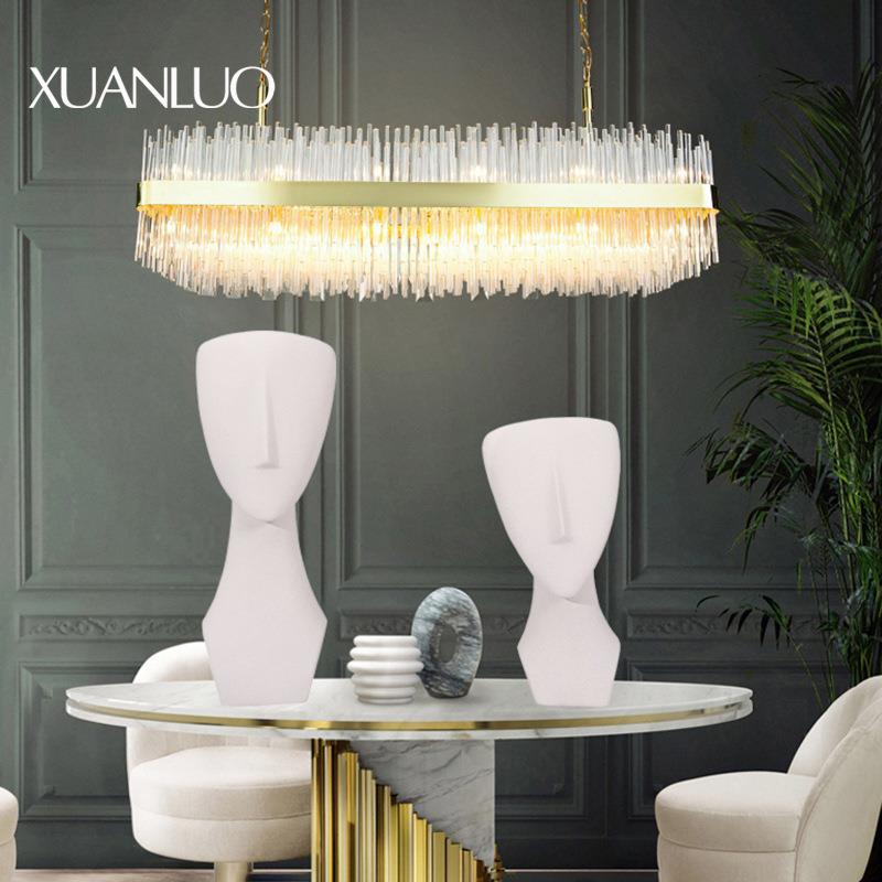 简约现代抽象人物雕塑摆件现代白色树脂人物雕塑样板房客厅装饰品