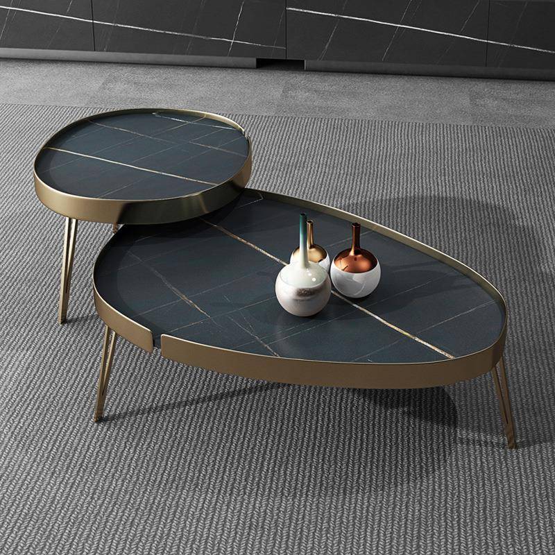 轻奢极简风岩板茶几组合现代简约小户型家用客厅小茶台办公室茶桌