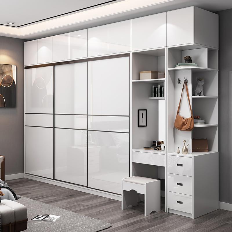 推拉门衣柜家用卧室小户型储物白色简约现代收纳简易组装木质衣橱