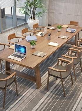 Loft现代培训写字办公桌阅览室洽谈书桌职员接待长条会议桌组合
