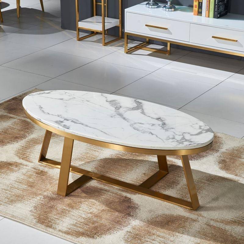 北欧大理石茶几简约后现代椭圆形客厅茶桌意式轻奢家用小户型茶几