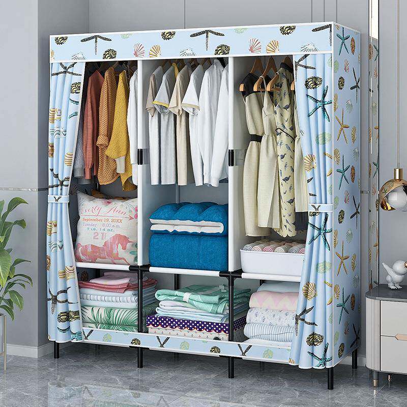简易衣柜家用卧室组装钢架加固耐用布衣柜出租房加粗加厚收纳挂橱