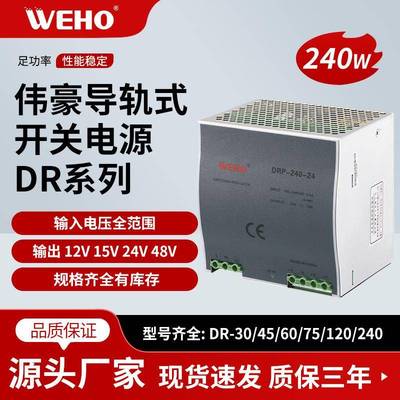 伟豪240W导轨式开关电源直销DRP-240-24DC24V10A导轨式安装