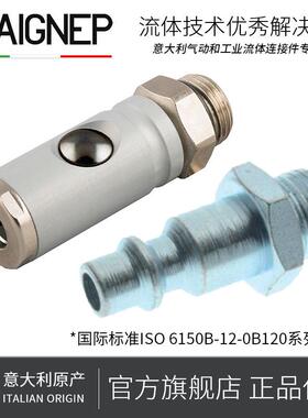 意大利安耐AIGNEP铜镀镍MIGNON标准快换接头直外螺纹公头0B121