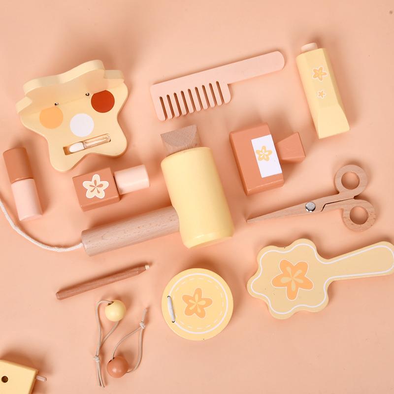 儿童房家庭仿真亲子互动花型梳妆台玩具女孩化妆台木制过家家套装