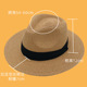 自产巴拿马草帽大帽檐女士帽子韩版 白色草编遮阳帽亚马逊