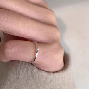 蒂奇S925纯银简约韩系莫比乌斯戒指女ins风波浪单钻细款开口尾戒