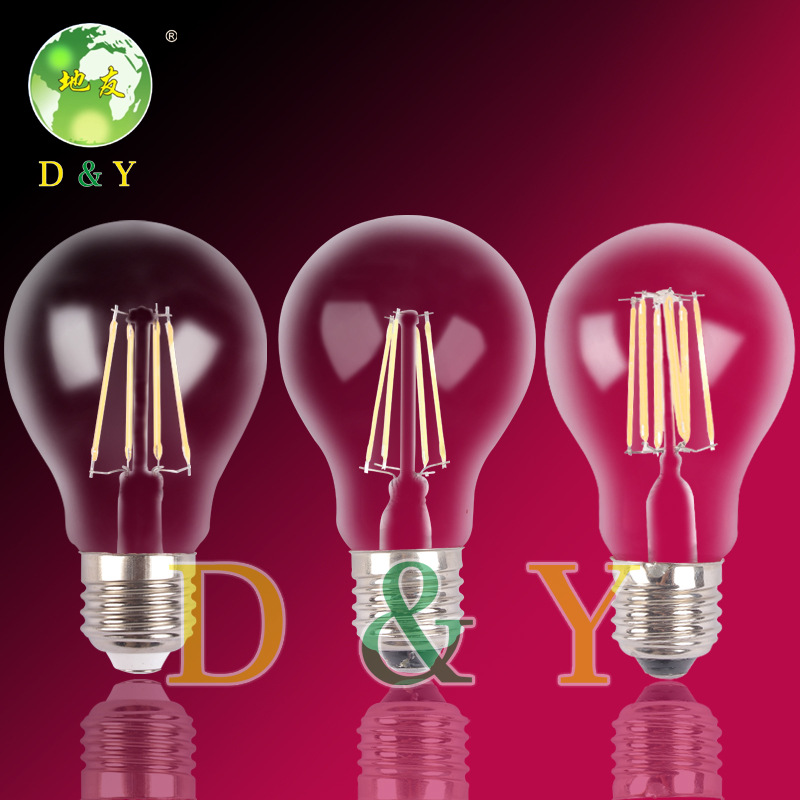led灯丝灯泡 A60球泡钨丝 E27大螺口可控硅调光4W/8W超亮复古暖黄
