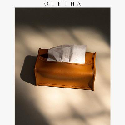 OLETHA高档皮质纸巾盒轻奢家用装饰摆件客厅茶几餐桌擦手纸抽纸盒