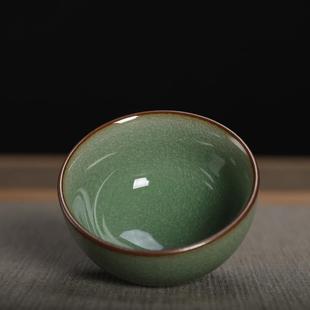 鱼籽纹茶杯龙泉青瓷哥窑开片叶金炼手工主人杯品茗杯功夫茶具陶瓷