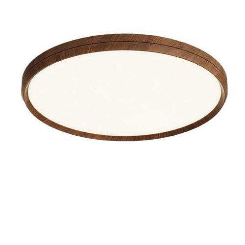 护眼超薄中古风卧室吸顶灯圆形复古木纹餐厅灯日式极简护眼书房灯