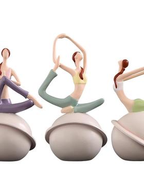 瑜伽人物小摆件树脂工艺品禅意女孩房间装饰品卧室床头柜