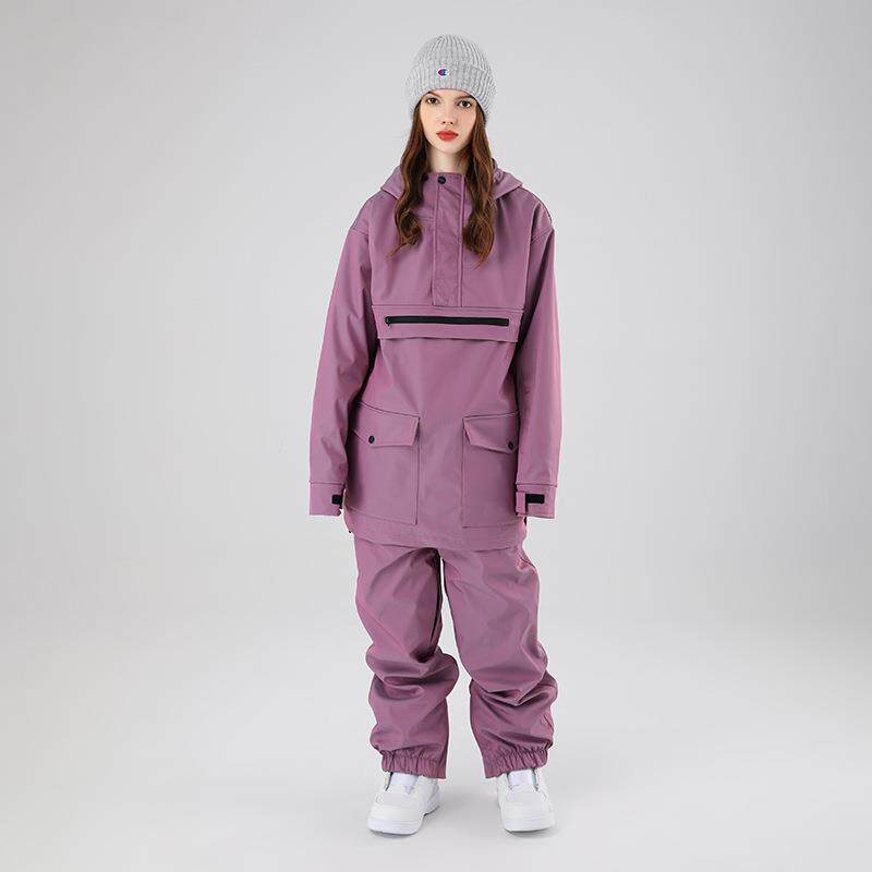 炫彩反光工装滑雪服套装男女款户外防风防水滑雪衣裤