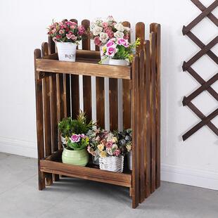 防腐木花架阳台实木多层多肉花盆架室外庭院户外木质置物架落地式