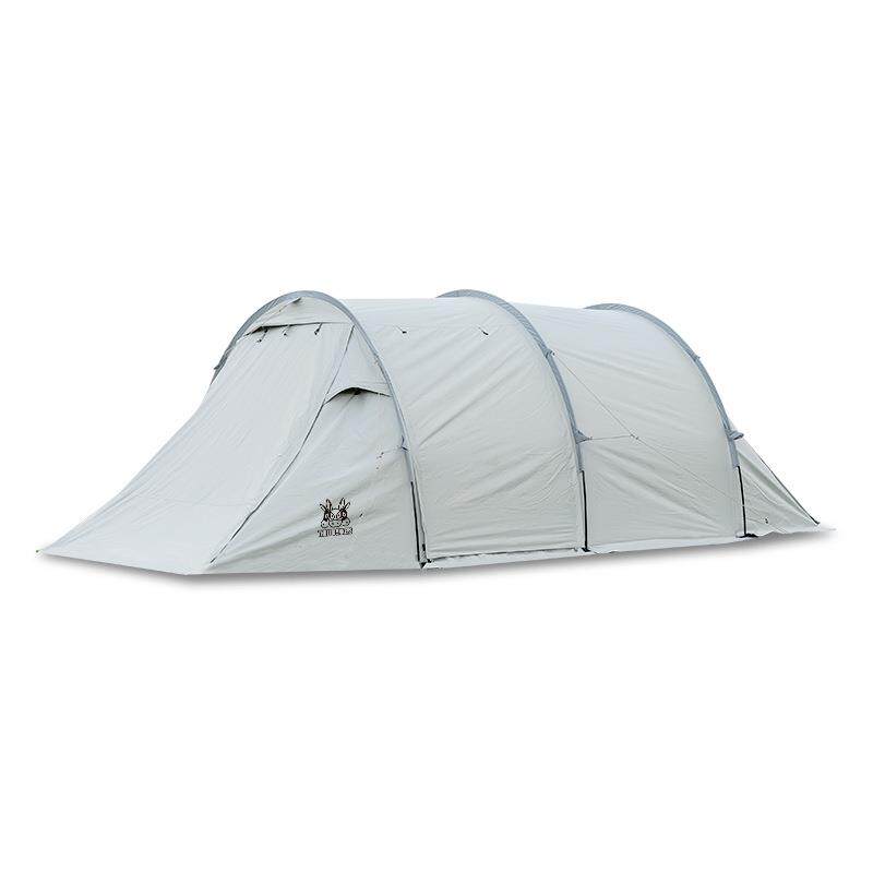 户外野营加厚三杆隧道帐篷自驾露营防晒防雨两室一厅帐篷